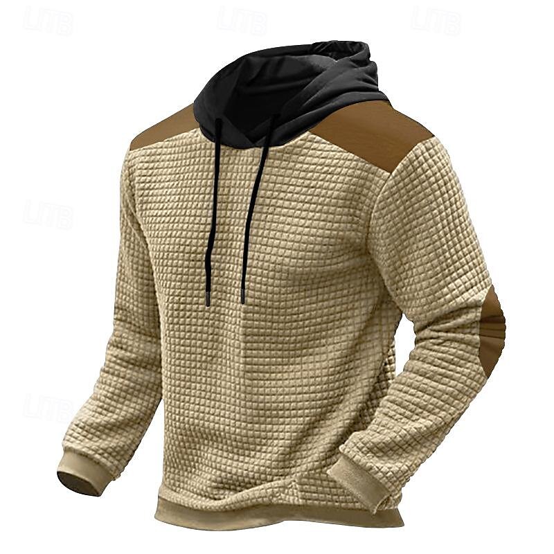 Voor heren Wafel Hoodies Trui met capuchon Abrikoos Zwart Leger Groen Lichtgrijs Capuchon Kleurenblok Lapwerk Met Textuur Sport & Outdoor Dagelijks Feestdagen Polyester Streetwear Basic Casual Lente 2025 - $24.99 –P8