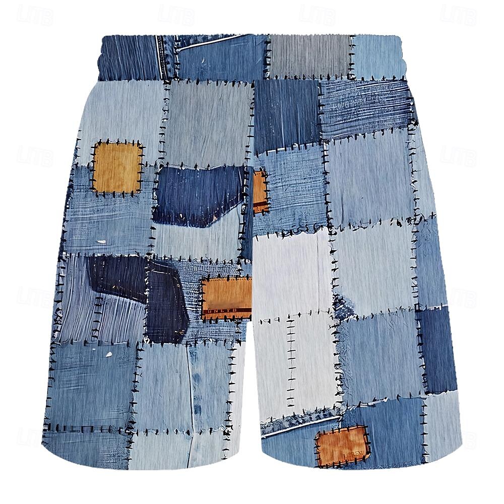Homens Bloco de cor 3D impressão Grade / xadrez Shorts de Natação Bermuda de Surf Calção de Banho Cintura Média Havaiana Casual Feriado Praia Com Cordão com forro de malha Cintura elástica Designer de 2025 por $17.99 –P2