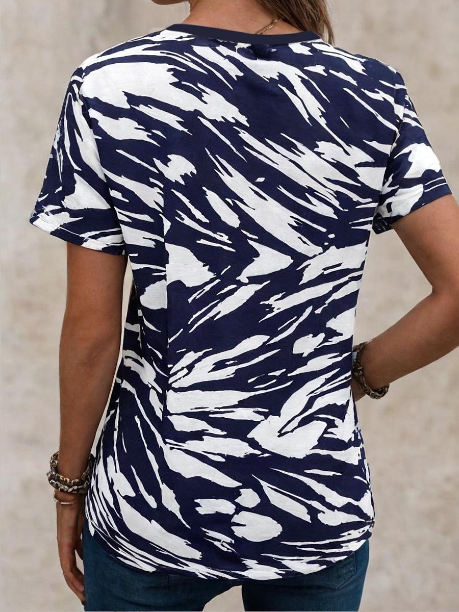 Γυναικείο Πατριωτικό Τ Shirt Αμερικανική Σημαία Καμουφλάζ Εκτύπωση Κόκκινο Λευκό Και Μπλε Μικρό Μανίκι V Λαιμό Κουμπί Λεπτό Casual Καλοκαιρινό Τοπ Κανονικό Plus Size Ρούχα Ενδύματα 2025 - $23.99 –P2