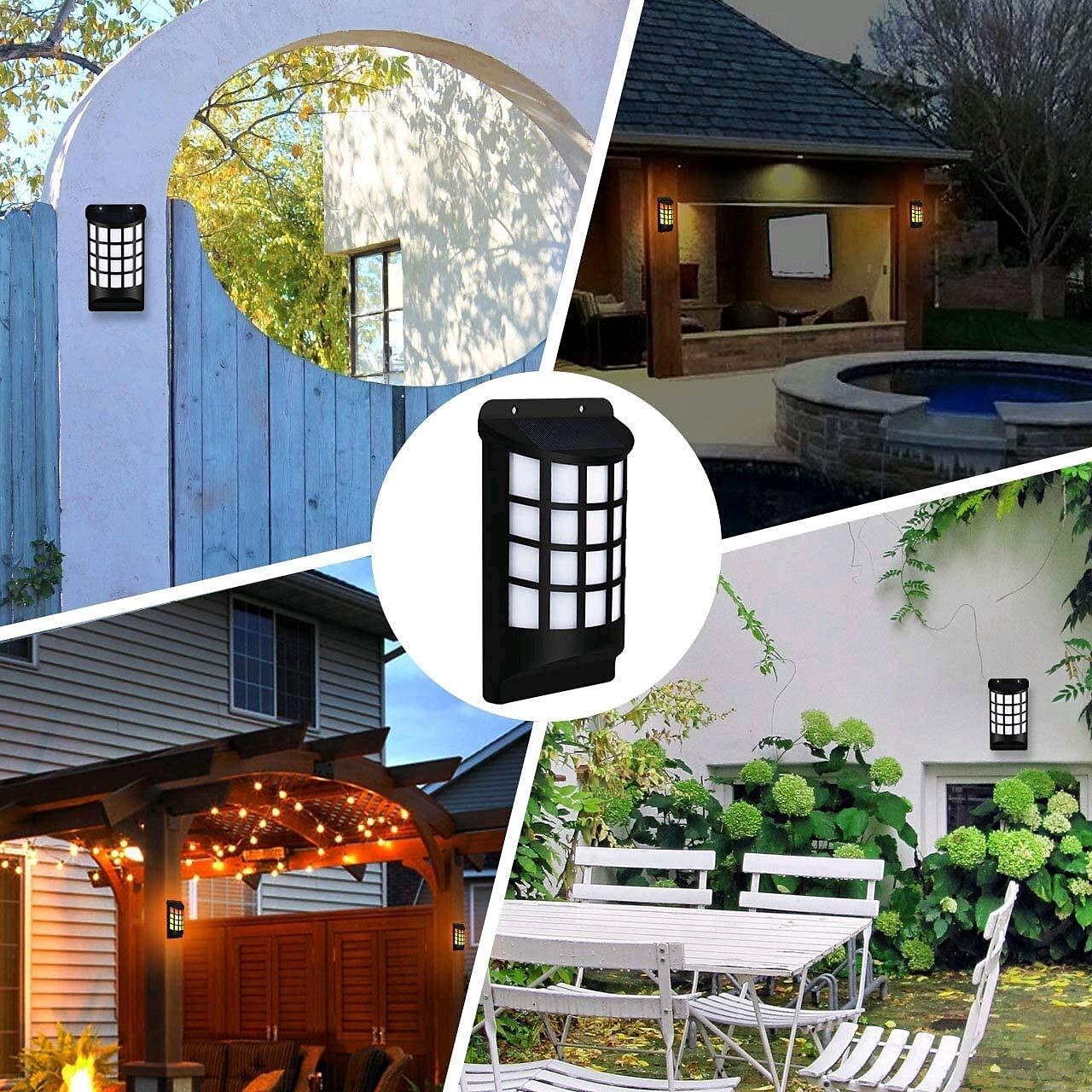 1 Pc Solar Flame Lights Outdoor, Waterproof Flickering Flame Wall Lights with Dark Sensor Auto On/Off 66 LED Solar Powered Night Lights Lattice Design for Garden Pathway Patio Deck Yard 2025 - $26.99 –P4
