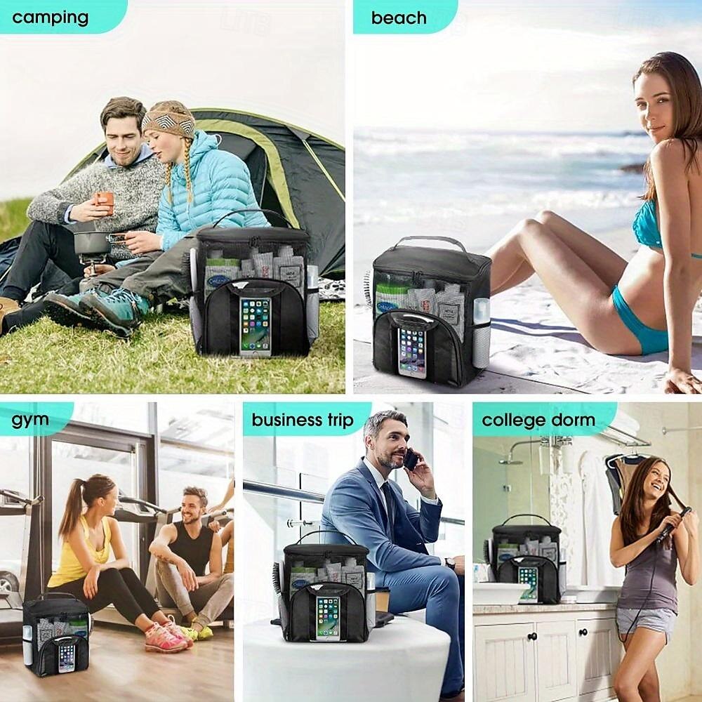 organizer da doccia impermeabile da appendere con 7 supporti flessibili. borsa da toilette in rete ad asciugatura rapida con tasca touch-friendly per smartphone borsa da doccia con montaggio a parete del 2025 a $15.99 –P4