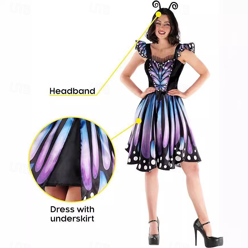 Schmetterling Faschingskostüme Kleid Stirnband Erwachsene Damen Lustiges Kostüm Party Karneval Einfaches Karnevalskostüm 2025 - $44.99 –P5