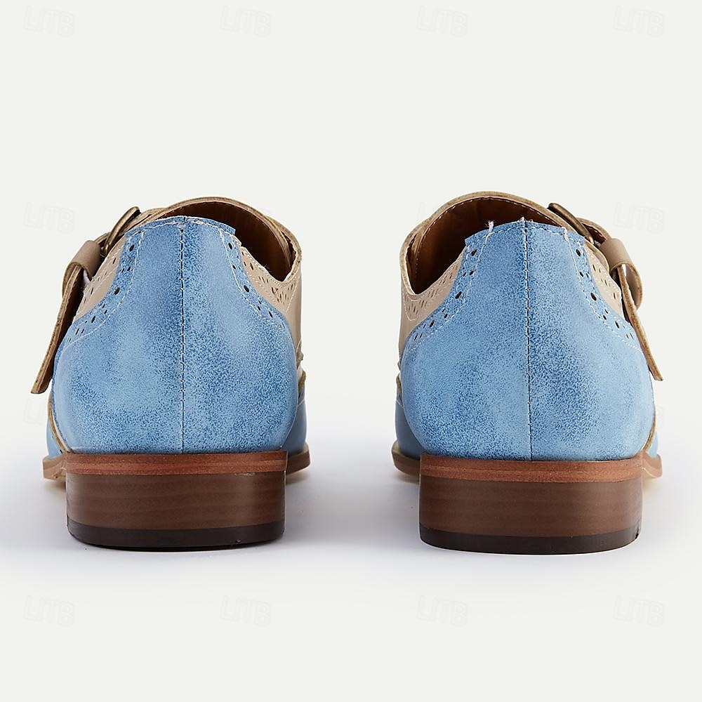 Zweifarbige Oxford-Schuhe im Vintage-Stil für Herren aus Wildleder und Leder mit Brogue-Details und Schnallenriemen – perfekt für formelle und halbformelle Anlässe 2025 - $54.99 –P4