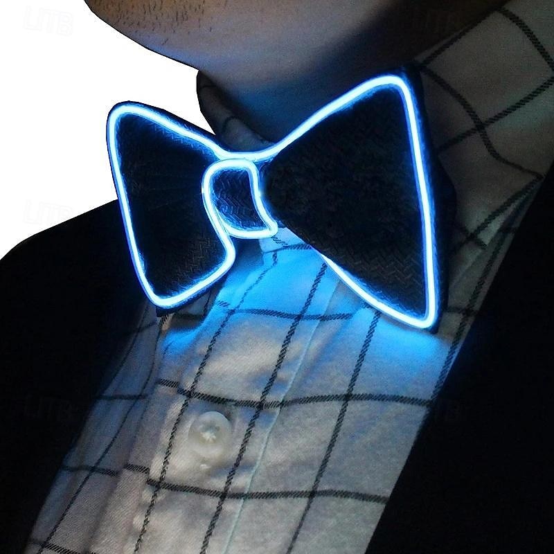 1 conjunto de gravata borboleta com led brilhante, conjunto para festa masculina, halloween, natal, casamento, festival, bar, decoração de festa de 2025 por $19.99 –P4