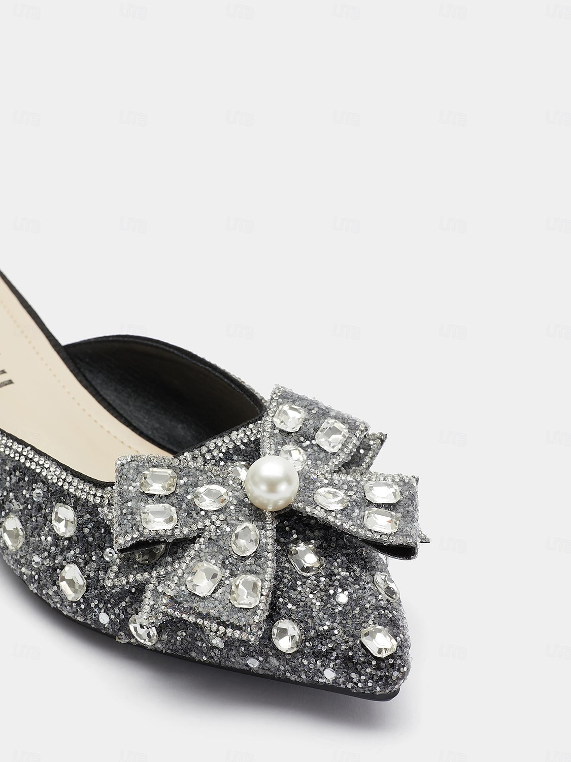 Damen Mules Bling-Bling-Schuhe Glitzer Kristall Pailletten Juwelen Party Kristall Flacher Absatz Spitze Zehe Elegant Modisch Mikrobielles Leder Halbschuhe Mandelfarben Schwarz 2025 - $42.99 –P4