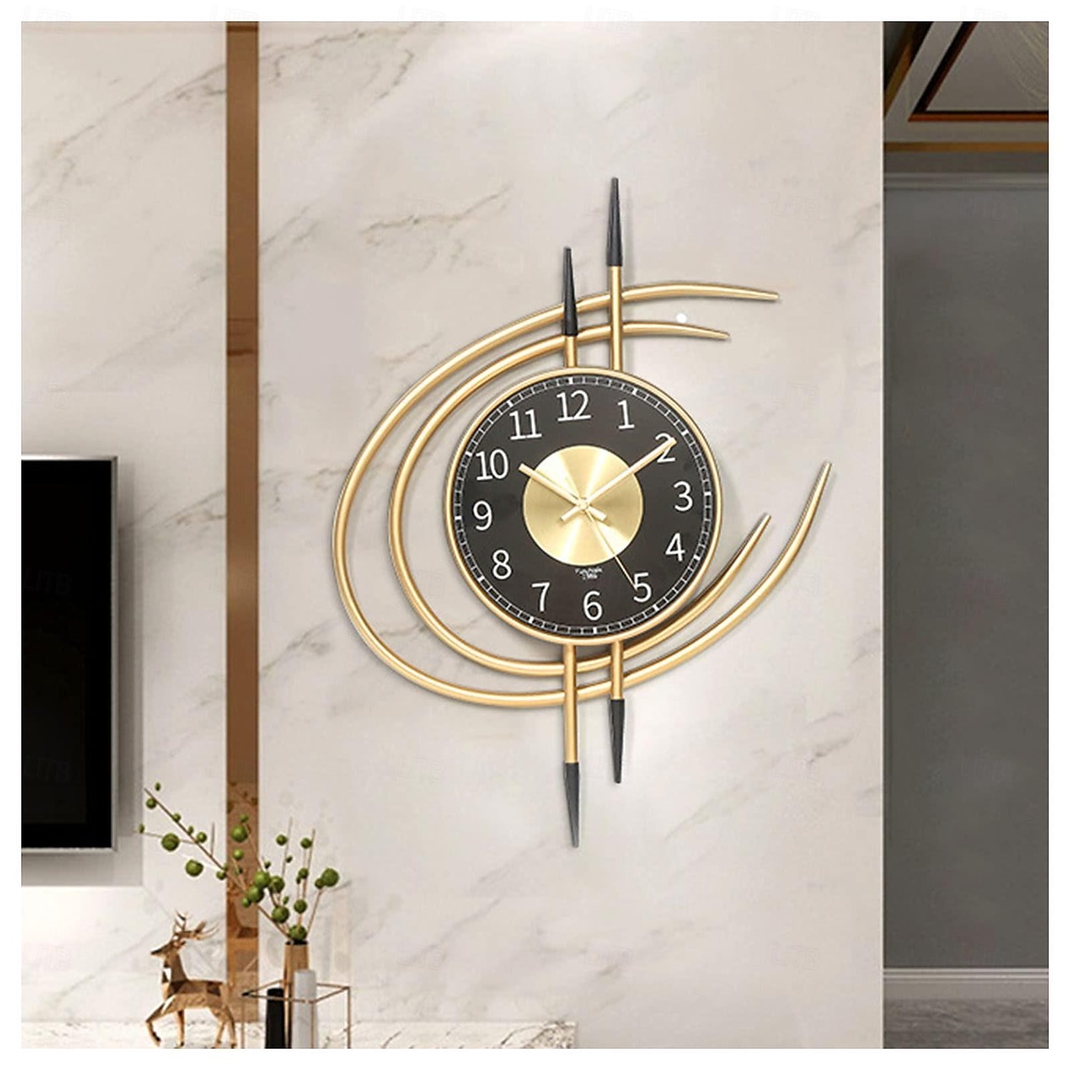 Reloj de pared creativo moderno nórdico de lujo reloj de cuarzo de hierro sala de estar dormitorio cocina oficina hotel decoración del hogar 2025 - $85.99 –P2
