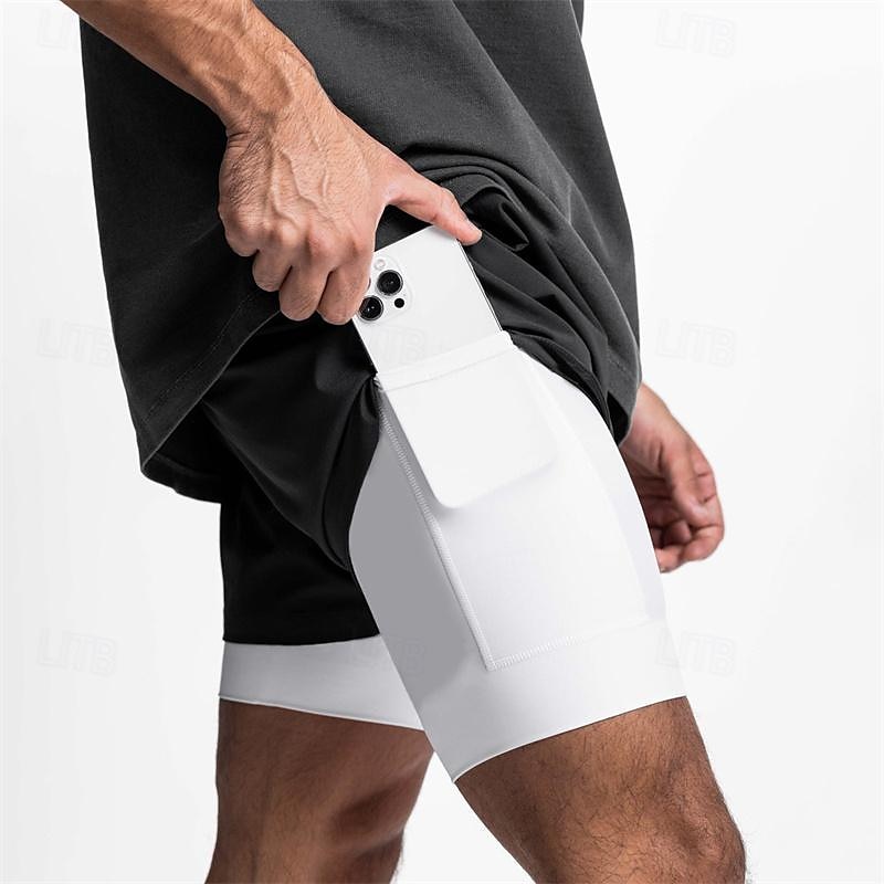 Hombre Pantalones Cortos Running Shorts de gimnasio Pantalones de chándal Bolsillo Correa 2 en 1 Cintura elástica Bermudas Exterior Deporte Deportivo Secado rápido Ligero Suave Maratón Corriendo 2025 - $18.99 –P8