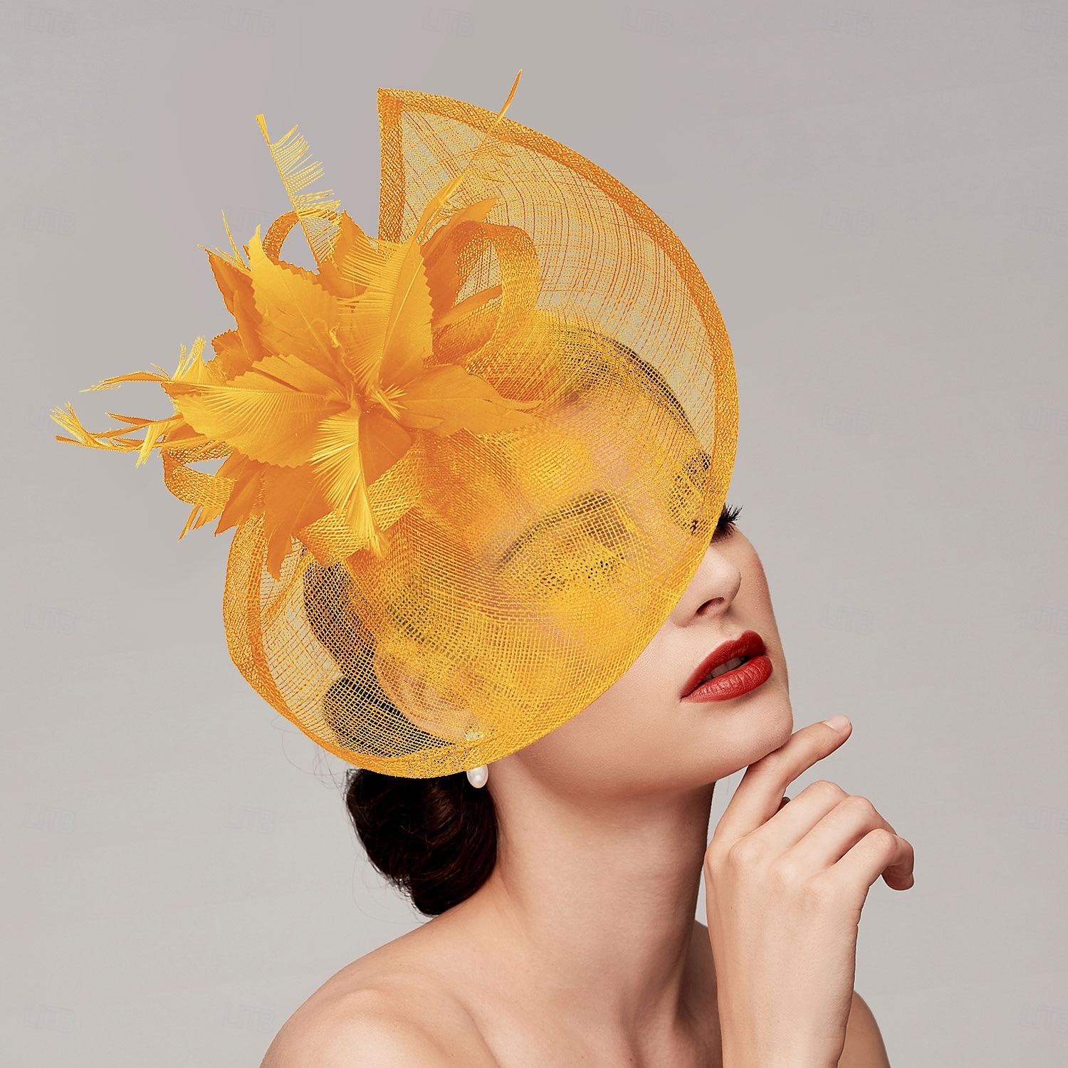 Copricapo con piume rete cappello piatto matrimonio corsa ippica giornata delle donne Melbourne Cup con copricapo in piume accessorio per la testa abbigliamento da gara 2025 del 2025 a $50.99 –P3
