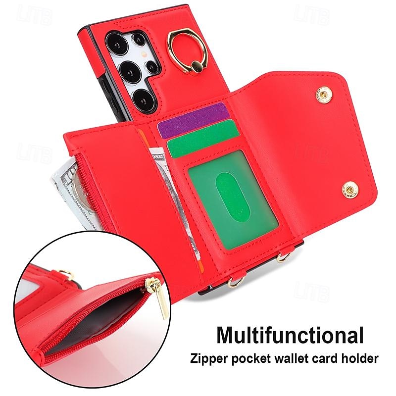 Phone Case For Samsung Galaxy S24 Ultra Plus S23 S22 S21 S20 Ultra Plus FE A55 A35 A25 A15 5G A14 A54 A53 S25 Ultra Wallet Case with Stand Holder Ring Holder Zipper Retro TPU Metal PU Leather 2025 - $23.99 –P11