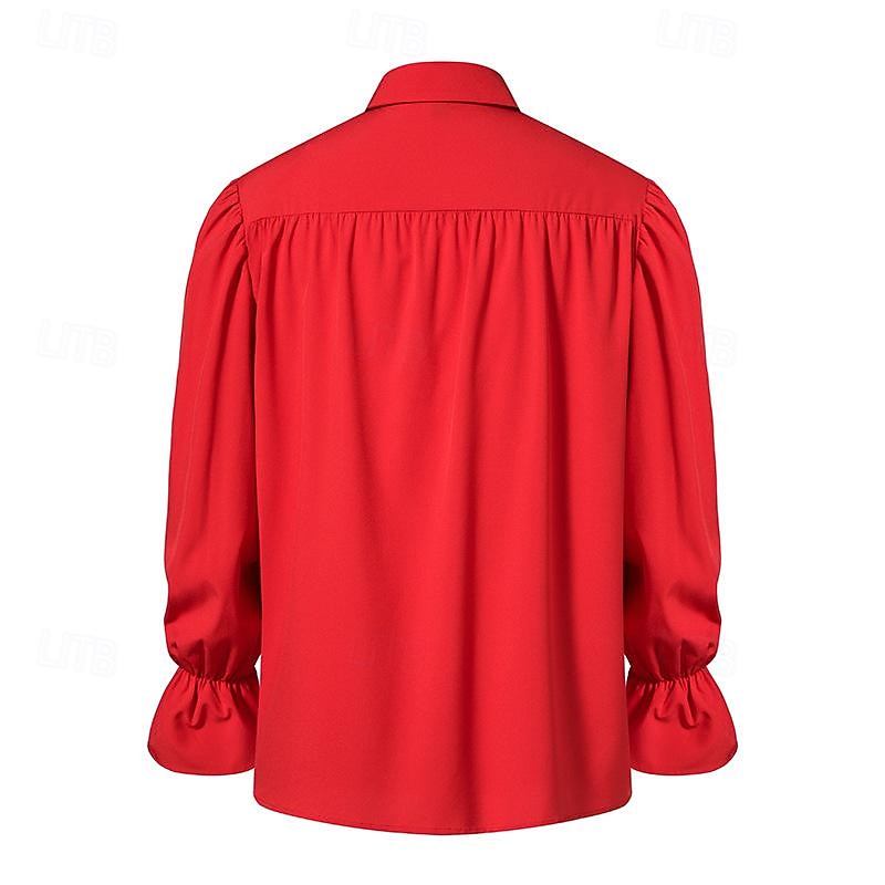 Punk og gotisk Kostymer i middelalderstil Renessanse Bluse / Skjorte Pirat Knekt Helfarge Kostyme Herre Pirat fantasi Royal Maskerade Ytelse Fest Maskerade Voksne Trøye 2026 - $12.49 –P15