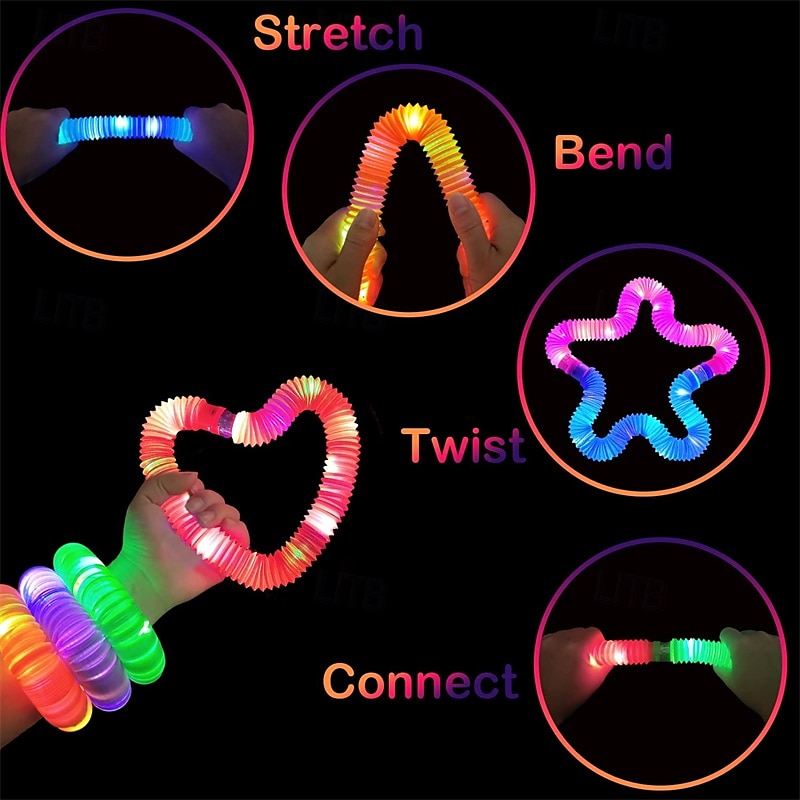 tubi pop luminosi per bambini bastoncini luminosi bomboniere per bambini braccialetti elastici con led al neon collane accessori per bambini campo da viaggio campeggio giocattoli divertenti regali per del 2025 a $34.99 –P6