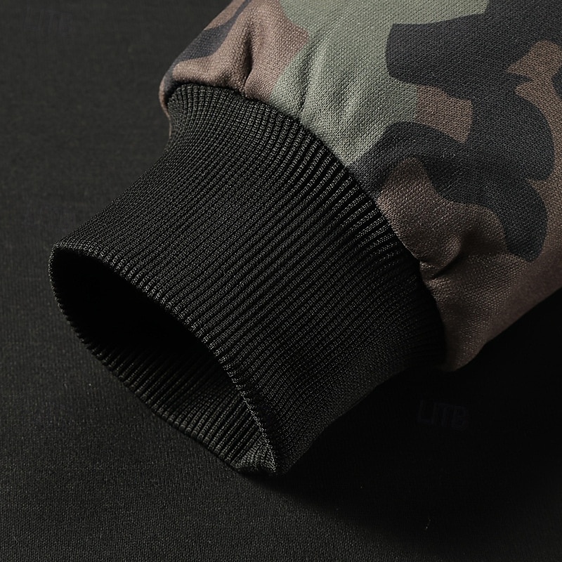 Herr Huvtröja Svart Huva Färgblock Kamuflasje Lappverk Ficka Sport & Utomhus Dagligen Helgdag Streetwear Grundläggande Ledigt Vår & Höst Kläder Pull Tröjor 2025 - $23.99 –P5