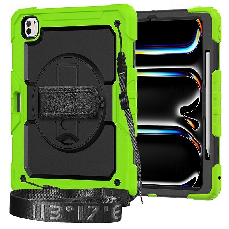 Tablet Case Cover For Apple iPad Air 11"(2024) iPad Air 13"(2024) iPad Pro 11"(2024) iPad Pro 13"(2024) Portable Handle Pencil Holder Armor PC Silicone 2025 - $45.99 –P10