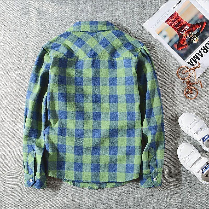 Da ragazzo 3D A quadri Camicie Manica lunga Estate Primavera Di tendenza Essenziale Bambino 4-12 anni Colletto Esterno Informale Giornaliero Standard del 2025 a $13.49 –P2