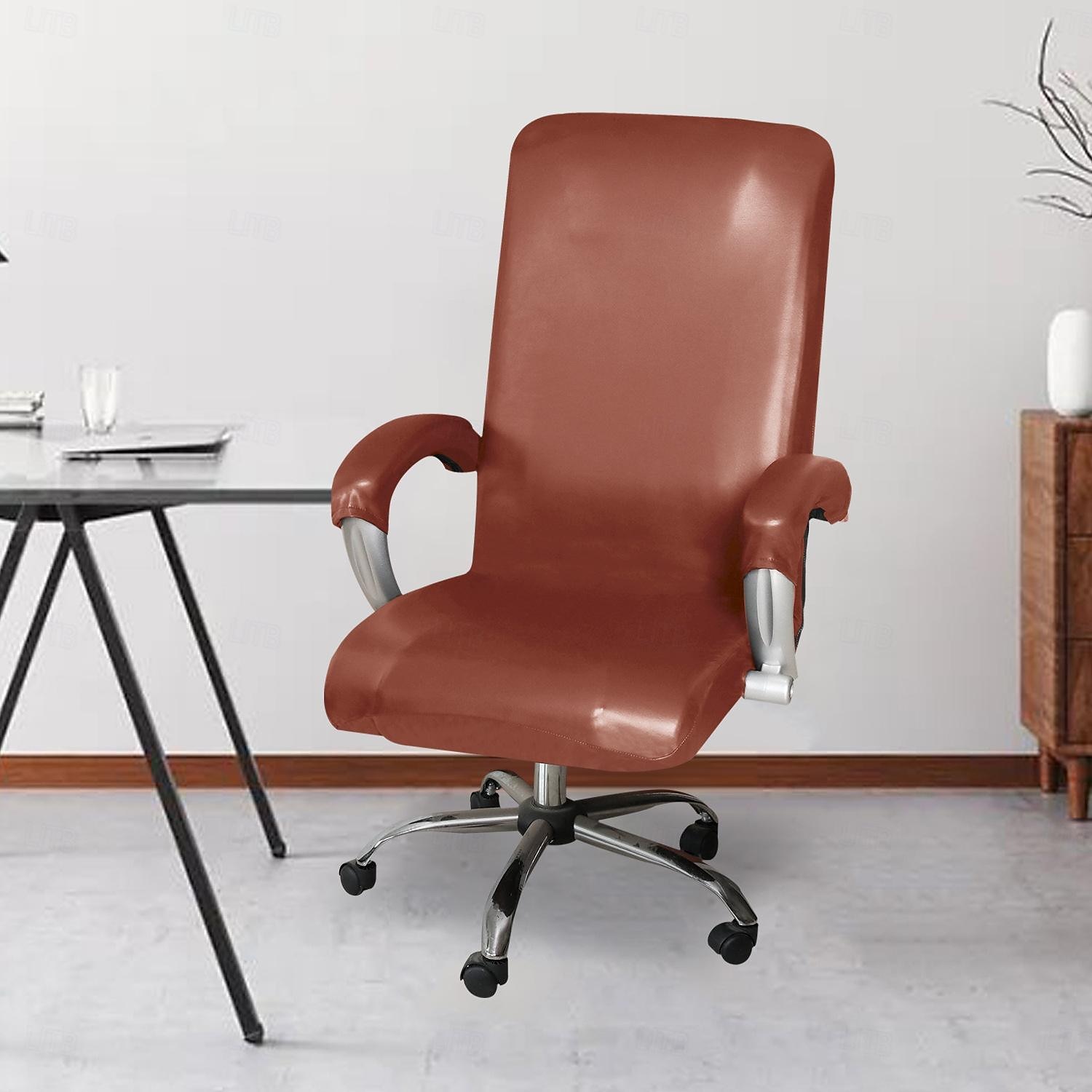 housse de chaise de bureau imperméable et extensible - design simple et moderne - housse de chaise d'ordinateur en cuir PU - durable et facile à nettoyer - parfaite pour protéger et améliorer les de 2025 ? $30.99 –P4