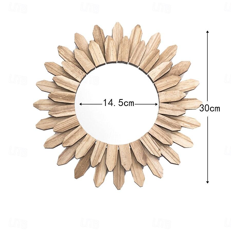 مرآة حائط زخرفية ريفية مستديرة من الخشب مرايا للحائط Sunburst Boho جدار الفن ديكور مرآة لديكور Cottagecore مدخل غرفة النوم وغرفة المعيشة 2025 - $38.99 –P5