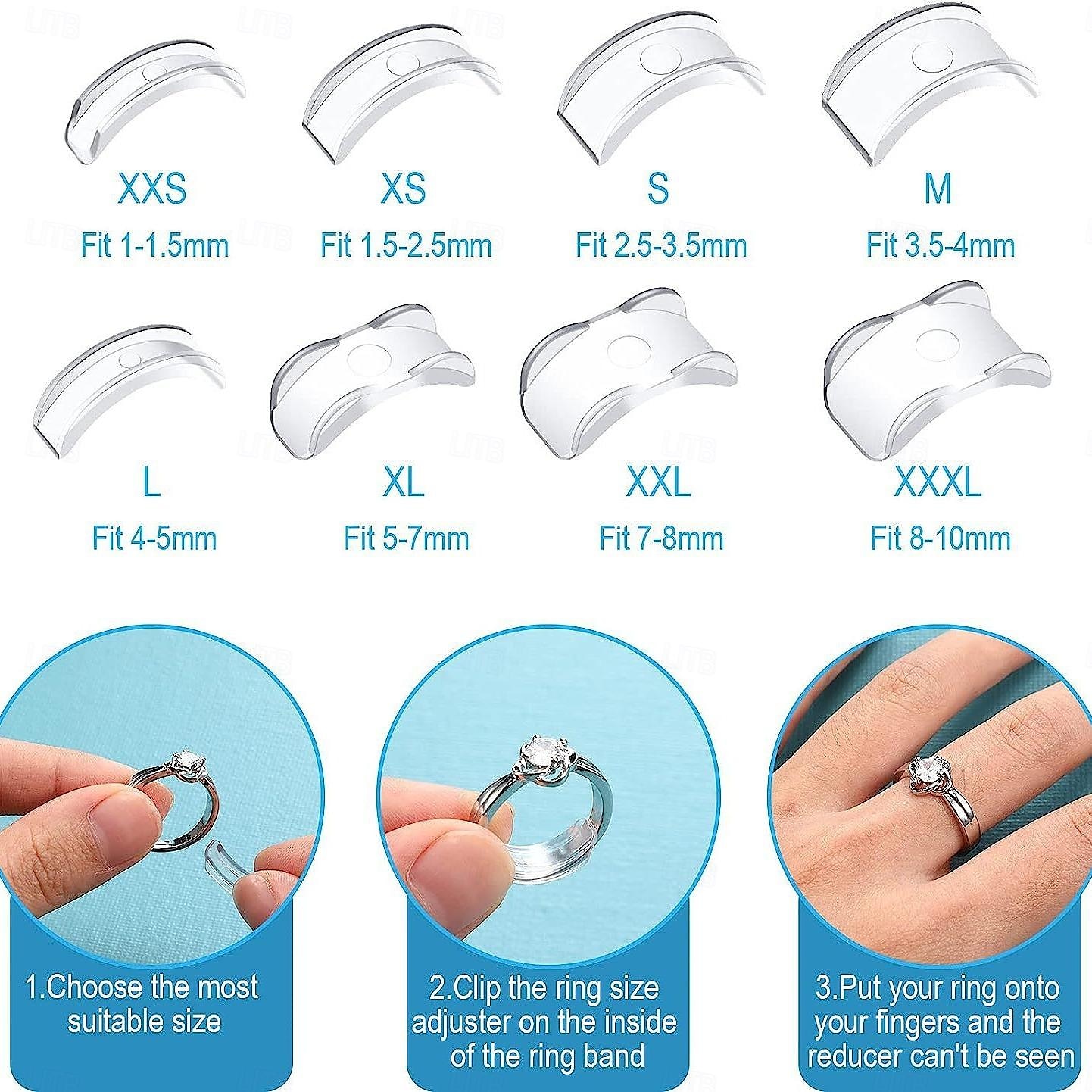 Kit de redimensionamento de anel de 8 peças - conjunto de dimensionador de anel ajustável com cor transparente - cabe em bandas de 1-10 mm - material tpu confortável para homens  & mulheres de 2025 por $7.99 –P3