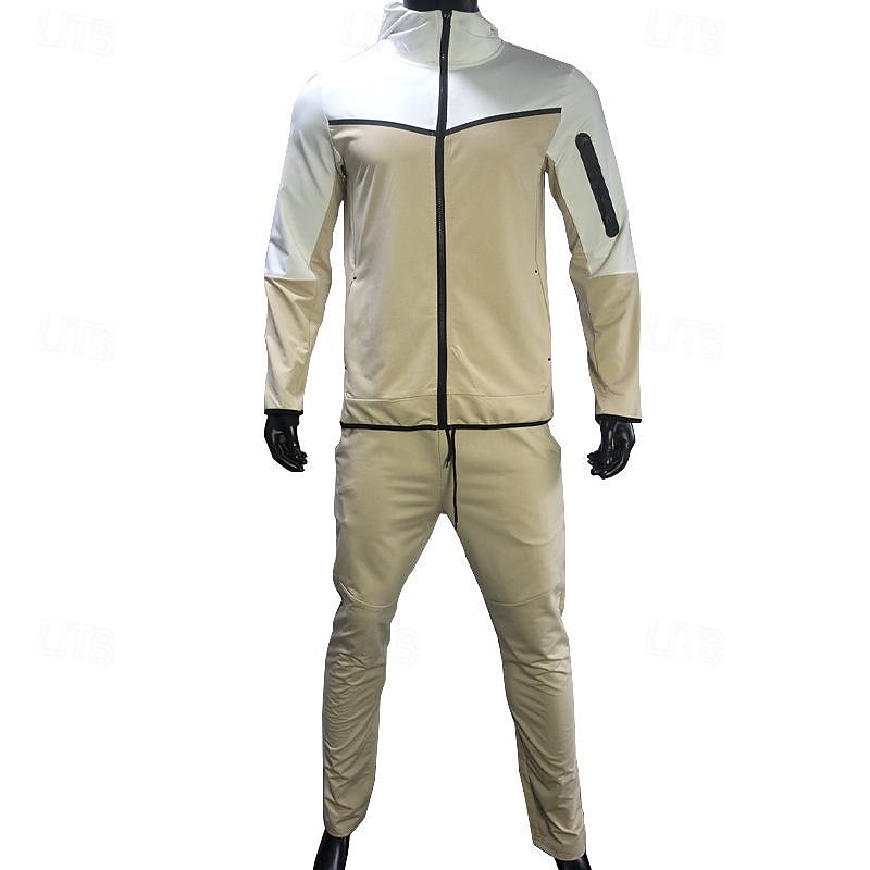Men's Tracksuit Jogging Suit 2 Piece Full Zip Casual Fall Long Sleeve Breathable Soft Fitness Gym Workout Running Sportswear Activewear Color Block Gray Black Black Orange 2025 - $54.99 –P6