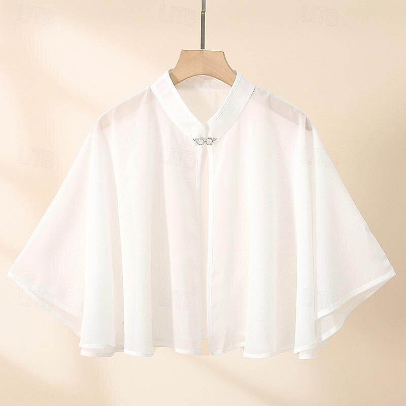 Sjal til kvinner Elegant Luksus Ermeløs Chiffon Bryllup Wrap Med Ren Farge Til Bryllup Sommer 2025 - $20.99 –P8