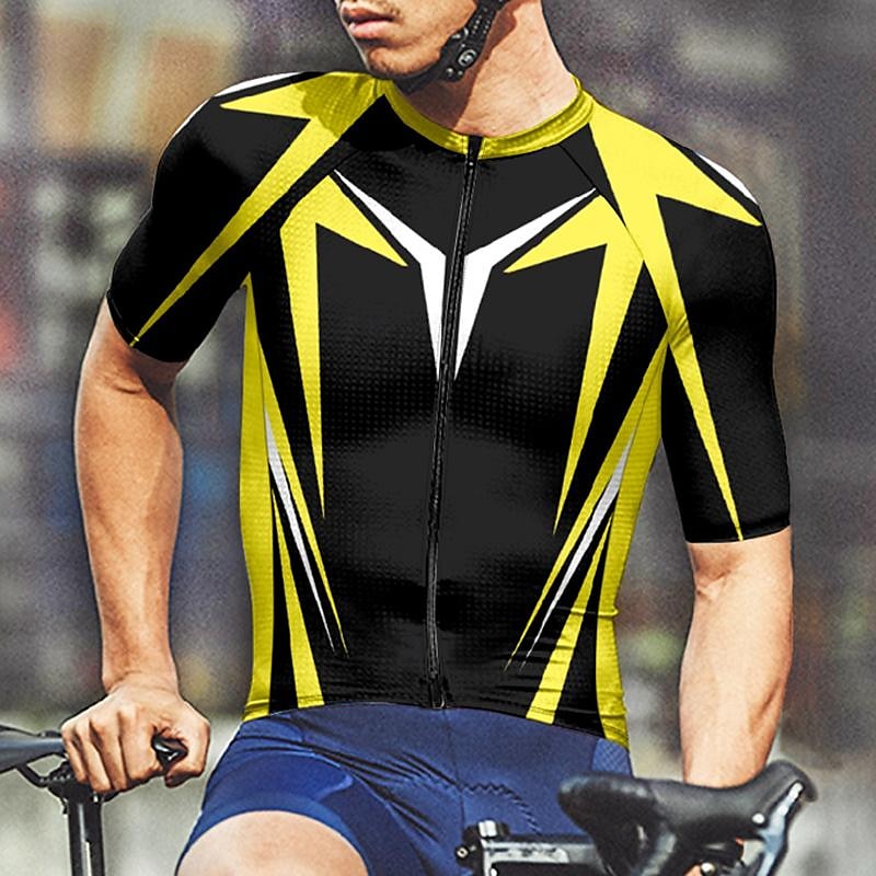 Homme Maillot Velo Cyclisme Manche Courte Cyclisme Tee-shirt Maillot Top avec 3 poches arrière VTT Vélo tout terrain Respirable Séchage rapide Jaune Rouge Bleu Bloc de couleur Des sports Vêtement de 2025 ? $24.79 –P6