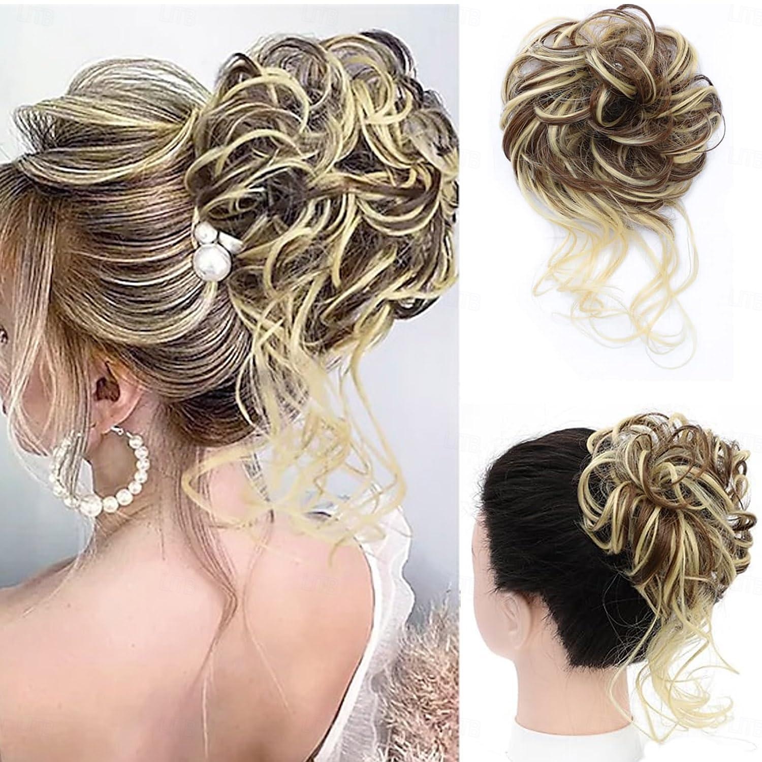 coc dezordonat piesa de par gheare gheare chignon sintetic ciufulit updo cu virici extensii de par coc de par ondulat coc de par artificial scrunchies accesorii de par pentru femei (blond mediu) 2025 - $14.49 –P8