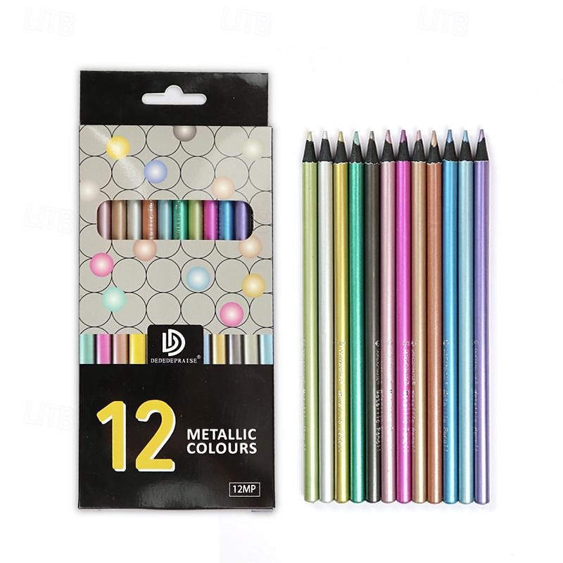 12/24 PCS Metallic Fluorescent Colored Pencils Wood Drawing Pencils Wooden Sketching Pencil Set Premium Non-toxic Art Pencils 2025 - $13.99 –P8