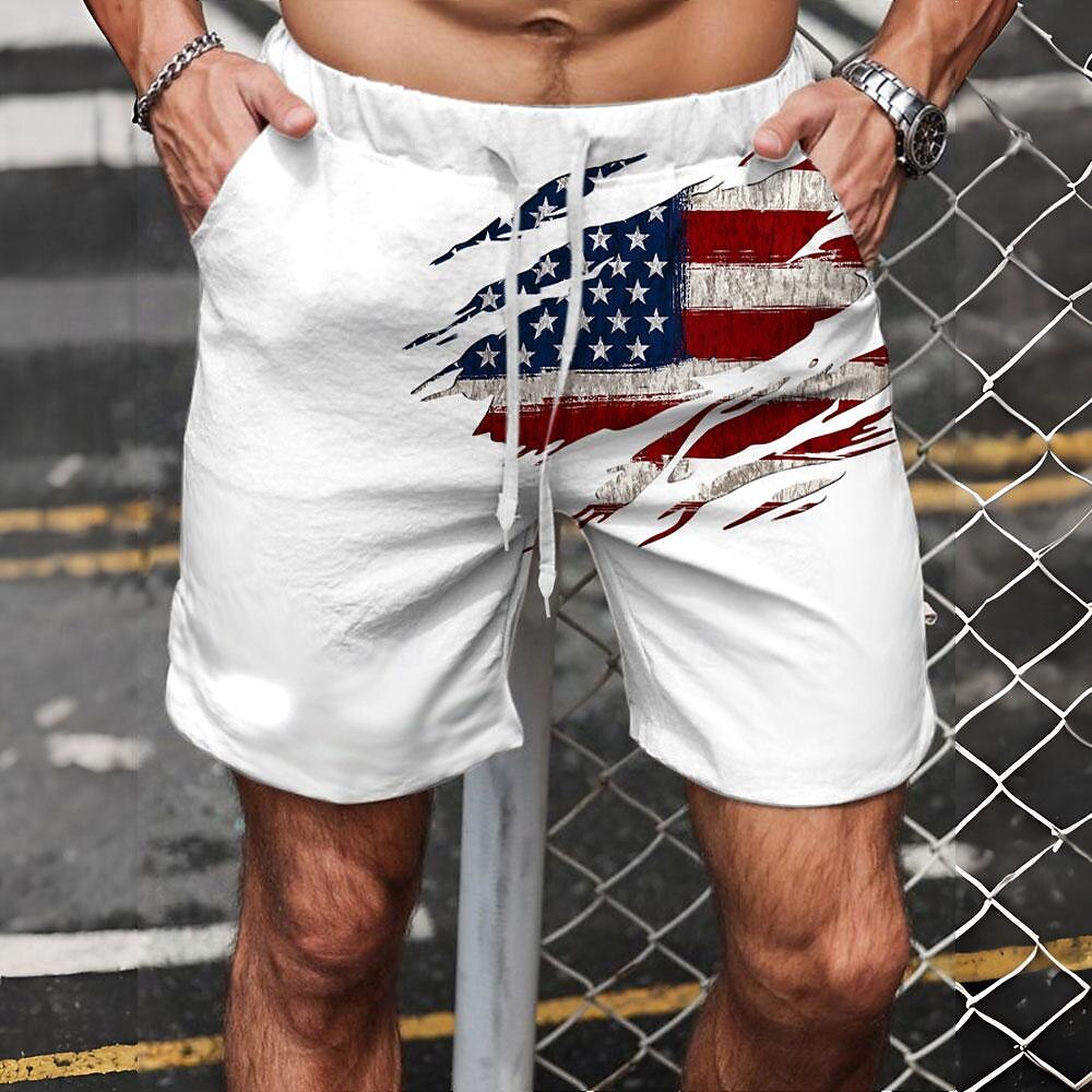 Voor heren Vlag 4 juli, 250e verjaardag van de VS Amerikaanse vlag Lange zwembroeken Zwemshorts Boardshorts Medium Taille Modieus Streetwear Ontwerper Casual Dagelijks Streetwear Trekkoord Zak 2026 - $18.99 –P3