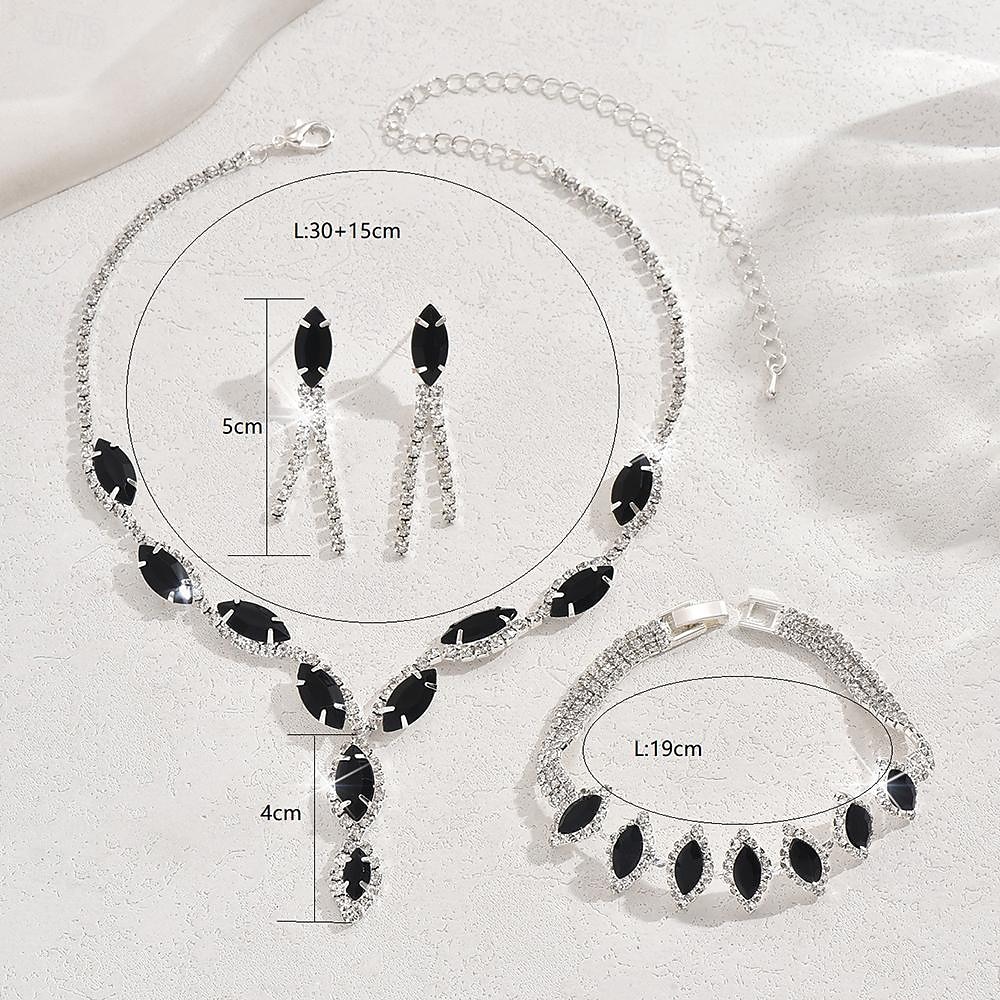 Seturi de bijuterii 4 buc Ștras Aliaj Cercei Coliere Brățări Pentru femei Elegant Epocă Modă Geometric Geometric Shape Set de bijuterii Pentru Nuntă Petrecere Aniversare 2025 - $17.49 –P1