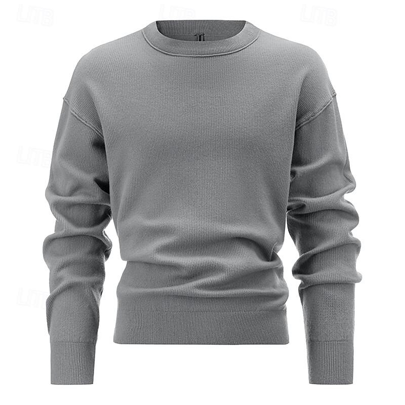 Men's Pullover Sweater Jumper Knit Sweater Ribbed Knit Regular Knitted Plain Crew Neck Fashion Basic Daily Wear Date Clothing Apparel Fall & Winter Black White M L XL 2025 - $28.99 –P5