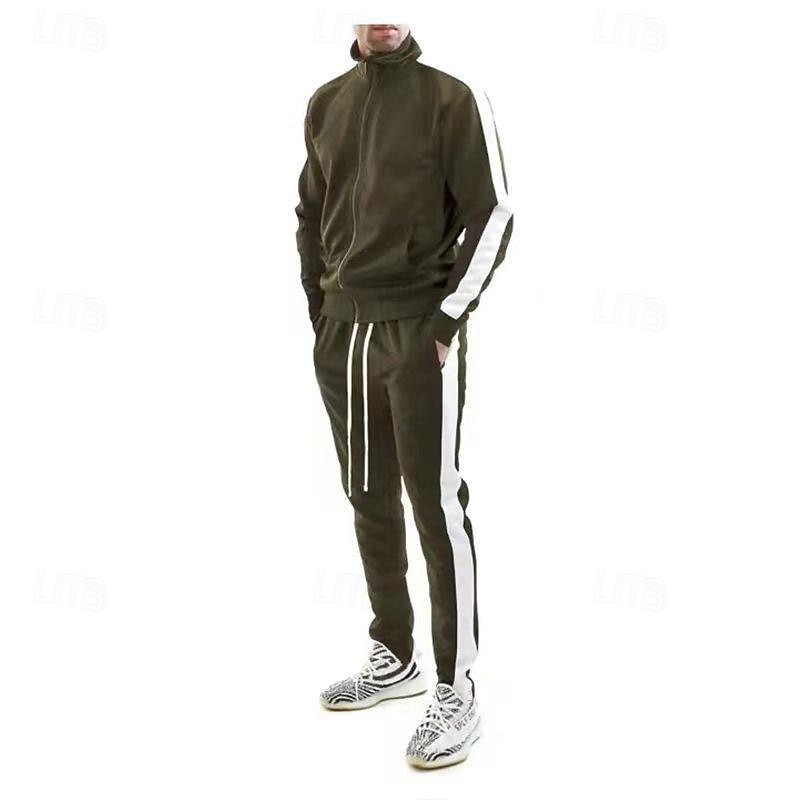 Pánské Tepláková souprava Oblek na jogging 2 ks Celý zip Ležérní Podzim Dlouhý rukáv Prodyšné Yumuşak Zdatnost Cvičení v tělocvičně Běh sportovní oblečení Sportovní oděvy Barevné bloky Černá Žlut 2025 - $40.99 –P7