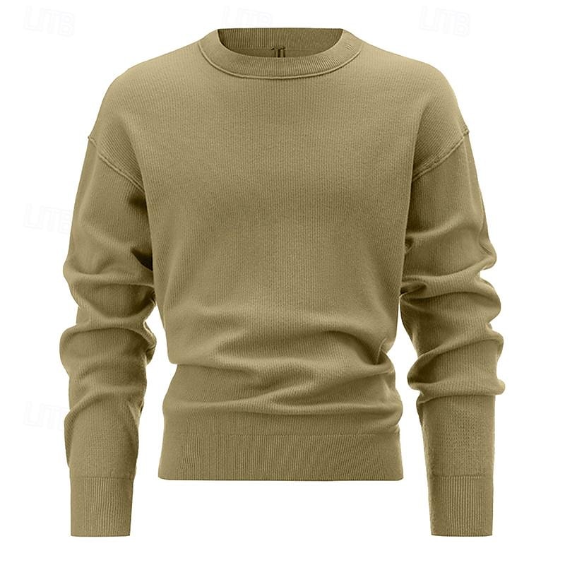 Men's Pullover Sweater Jumper Knit Sweater Ribbed Knit Regular Knitted Plain Crew Neck Fashion Basic Daily Wear Date Clothing Apparel Fall & Winter Black White M L XL 2025 - $28.99 –P1