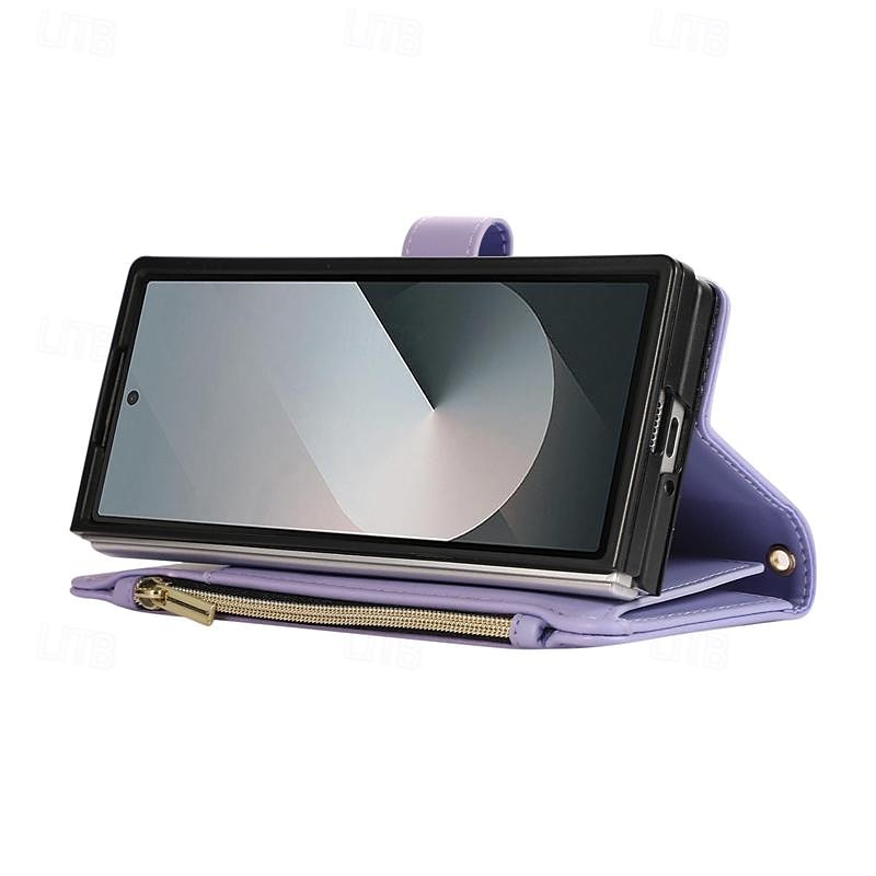 телефон Кейс для Назначение SSamsung Galaxy Z-сгиб 6 Z Fold 5 Z Fold 4 Z Fold 3 Кошелек для карт со стендом Магнитный Молния Ретро ТПУ Кожа PU 2025 - $18.99 –P15
