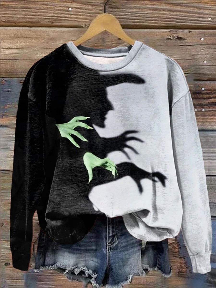 Per donna maglietta Color Block Stampa Halloween Giornaliero Informale Manica lunga Girocollo Viola Primavera Autunno inverno del 2025 a $25.99 –P1