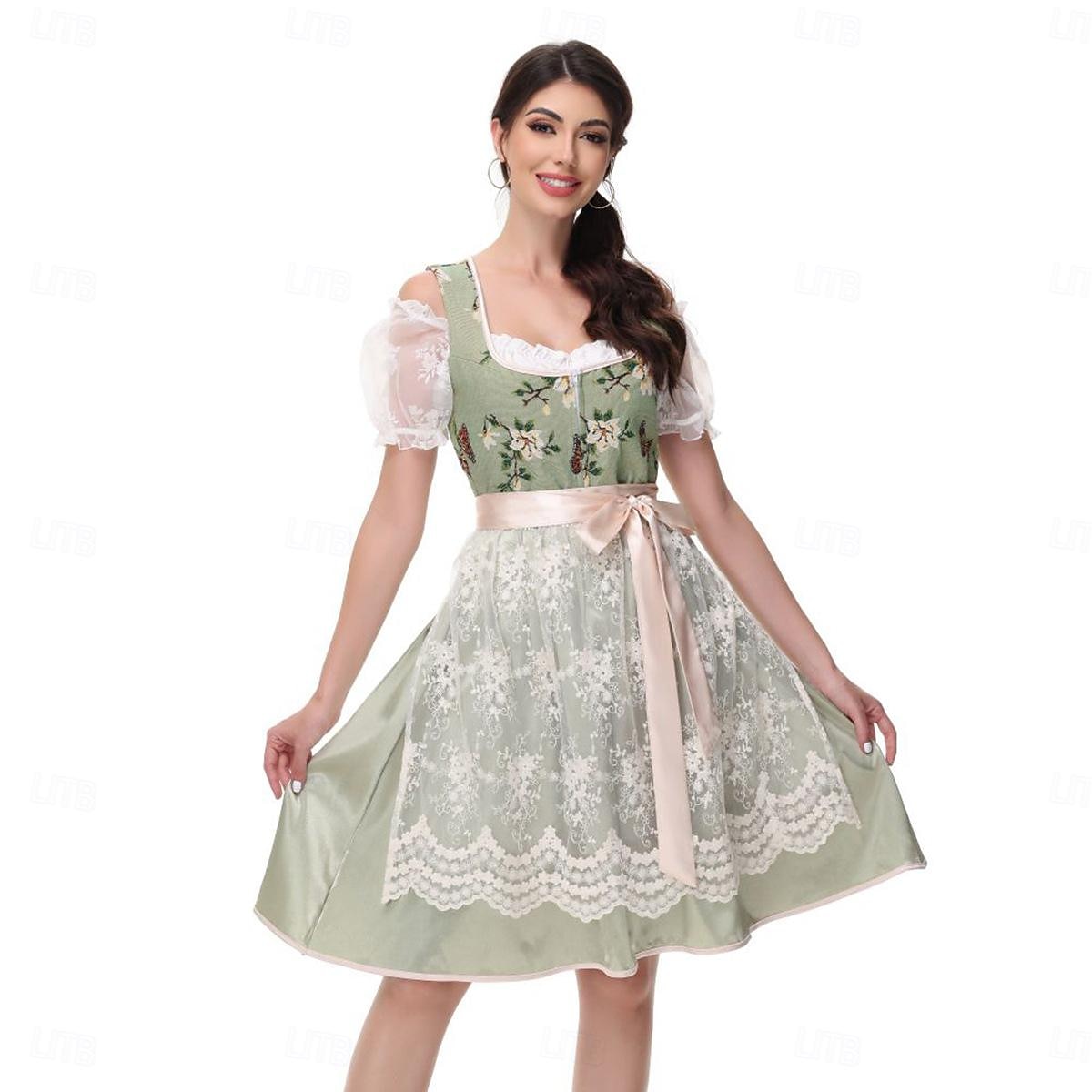 Női Karneváli Oktoberfest Sör Jelmez Dirndl Trachtenkleider Szobalány Német München Wiesn Hagyományos Stílusú Ruhával Oktoberfestre 2025 - $55.99 –P14