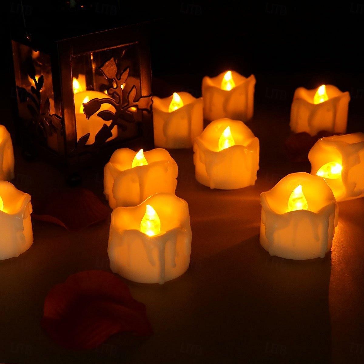 12st svarta led värmeljus halloween nattlampor levande ljus utomhus inomhus trädgård halloween inredning halloween elektriska ljus batteridrivna halloween lyktor semester fest dekorationer 2025 - $20.99 –P13
