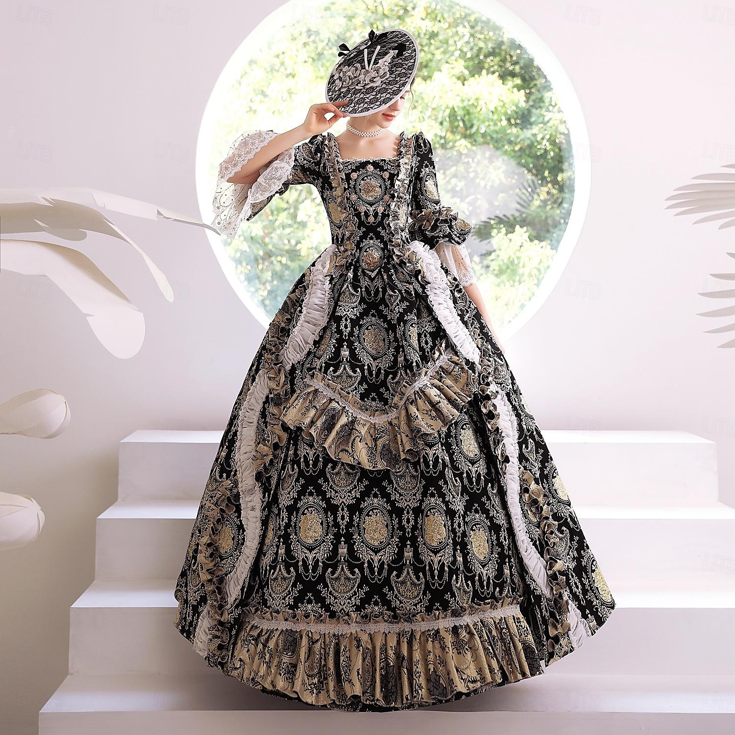 Gothic Victorian Vintage Inspired Dress Party Costume Prom Dress Princess Shakespeare Solid Color Ball Gown Fancy Dress Women's Royal Halloween Carnival Valentine's Day Party Evening Party Masquerade 2026 - $321.99 –P7