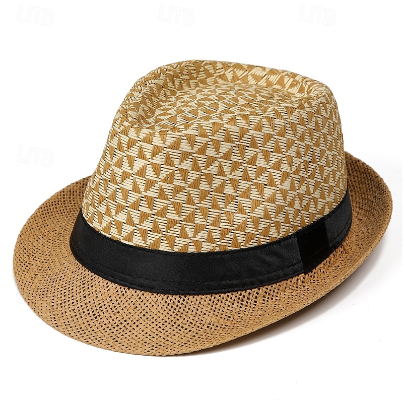Herre Kentucky Derby Hat Solhatt Bowlerhatt Svart Kakifarget Lakris Mote Fritid Gate Daglig Fargeblokk Geometrisk Solkrem Pustende 2025 - $7.99 –P7