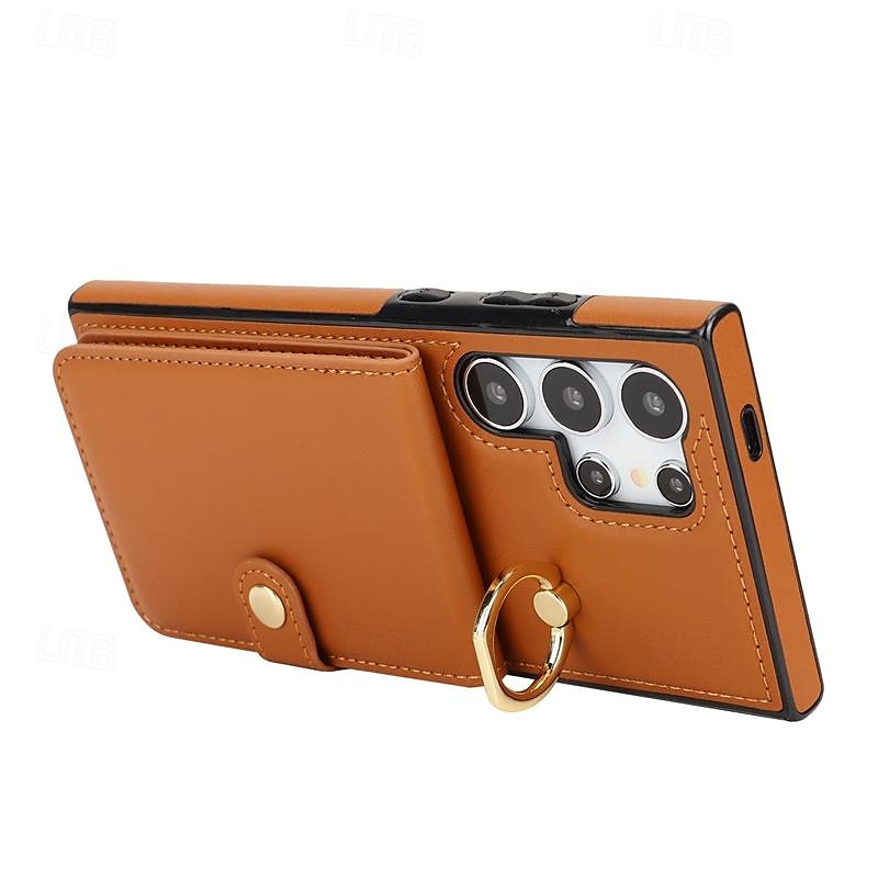 telefon Carcasă Pro Samsung Galaxy S24 Ultra Plus S23 Ultra Plus S22 Plus Ultra A55 A35 A25 A15 5G A14 A54 A53 S25 Ultra Pouzdro na peněženku se stojánkem Držák na prsteny Slot pro kartu Retro TPU PU 2025 - $19.99 –P5
