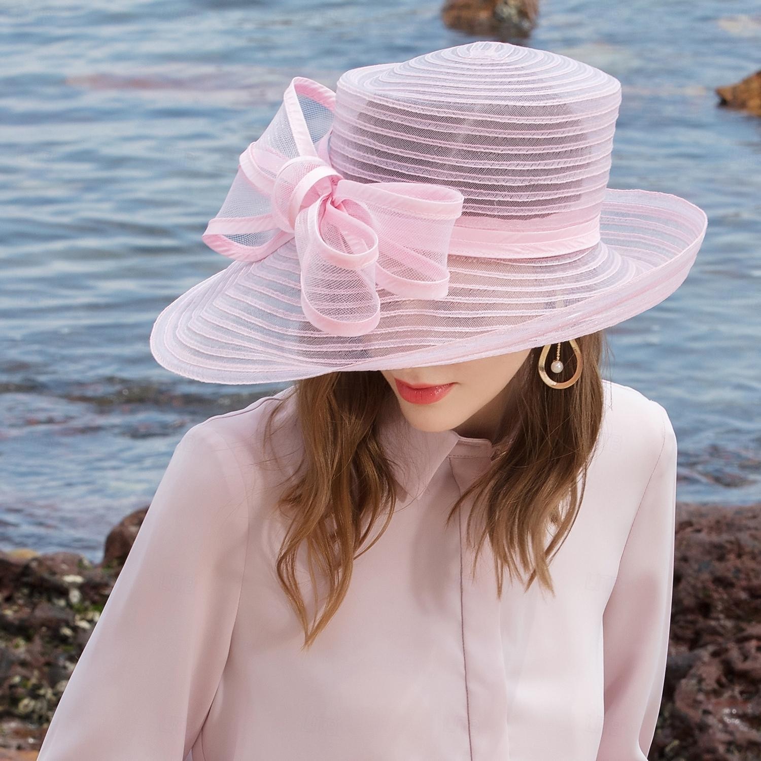 chapeaux fibre seau chapeau disquette chapeau chapeau de soleil mariage décontracté élégant mariage avec nœud papillon casquette casque chapeaux de 2025 ? $48.99 –P6