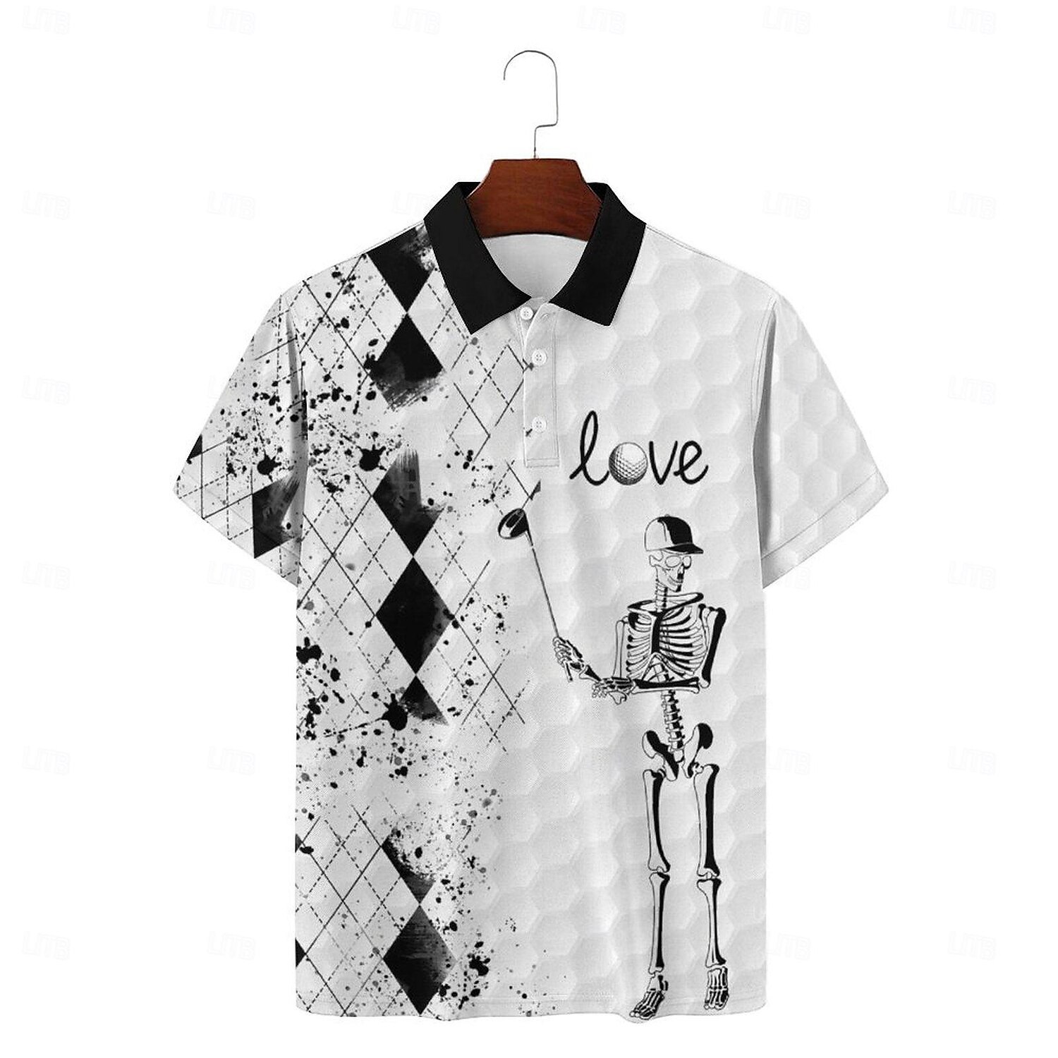 2024 Summer New Style Cross-border European and American 3D Printed Personalized Skull Golf Loose Men's Short Sleeve Polo 2025 - $22.99 –P4
