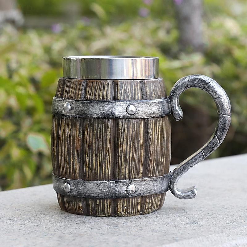 1pc Antique Viking Beer Mug - Wooden Barrel Cup with Stainless Steel Liner - Perfect Gift for Beer Lovers 2025 - $32.99 –P5