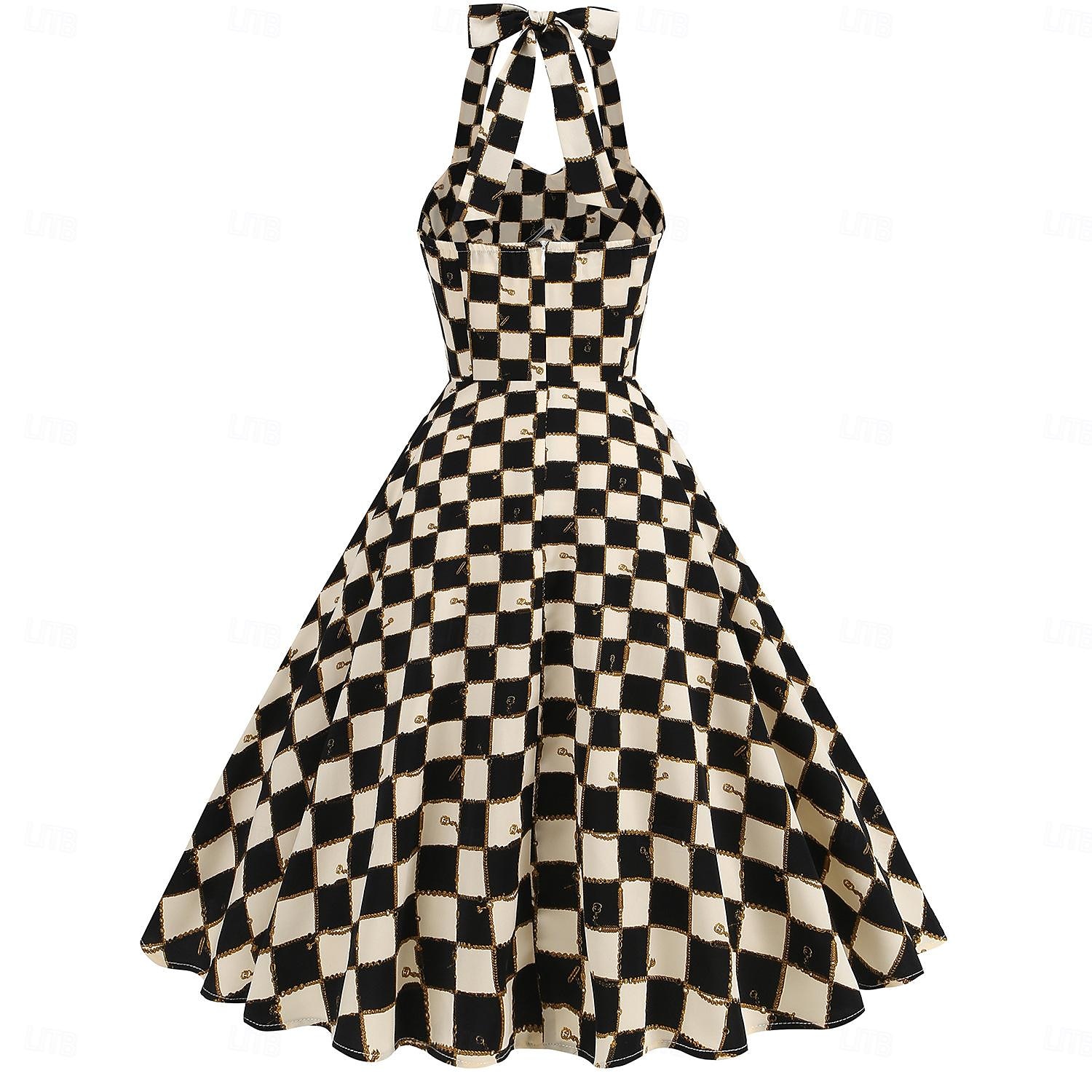 Retró 1950-es Rockabilly Térdig érő Swing ruha Flare ruha Pánt Virágos Kockás A-vonalú Női Farsang Vakáció Alkalmi / Napi Retro témájú buli Felnőttek Ruha Tavaszi nyár 2025 - $46.99 –P14