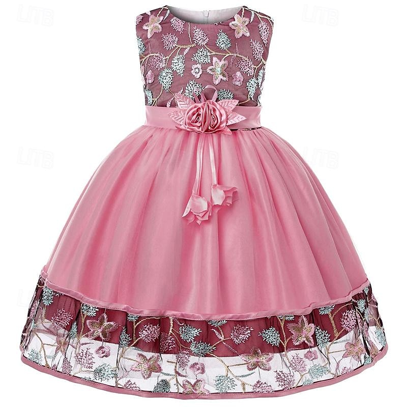 Mädchen' 3D Blume Blumenmädchen Kleid Party Kleid Ärmellos Sommer Leistung Hochzeit Party Prinzessin Schön Süß kinderkleidung 4-12 Jahre abendkleider Schaukelkleid A Linie Kleid Midi Regular Fit 2025 - $31.99 –P10