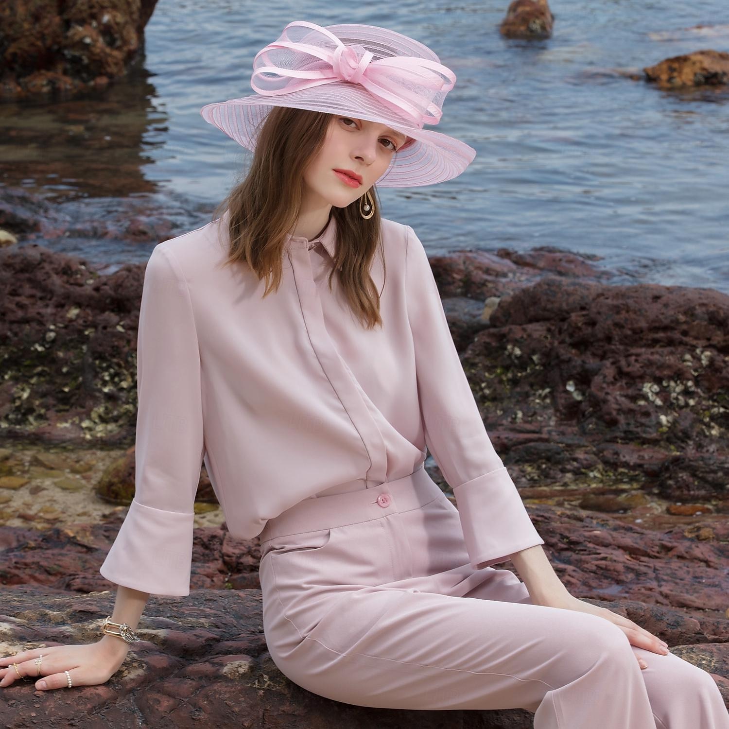 chapeaux fibre seau chapeau disquette chapeau chapeau de soleil mariage décontracté élégant mariage avec nœud papillon casquette casque chapeaux de 2025 ? $48.99 –P1