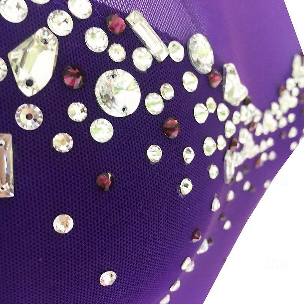 Taitoluistelupuku Naisten Tyttöjen Luistimet Hameet Purppura Tilkkutäkki Peukalonreikä Silmukka Erittäin elastinen Kouluts Kilpailu Luisteluasu Klassinen Pitkähihainen Luistelu Taitoluistelu 2026 - $181.99 –P4