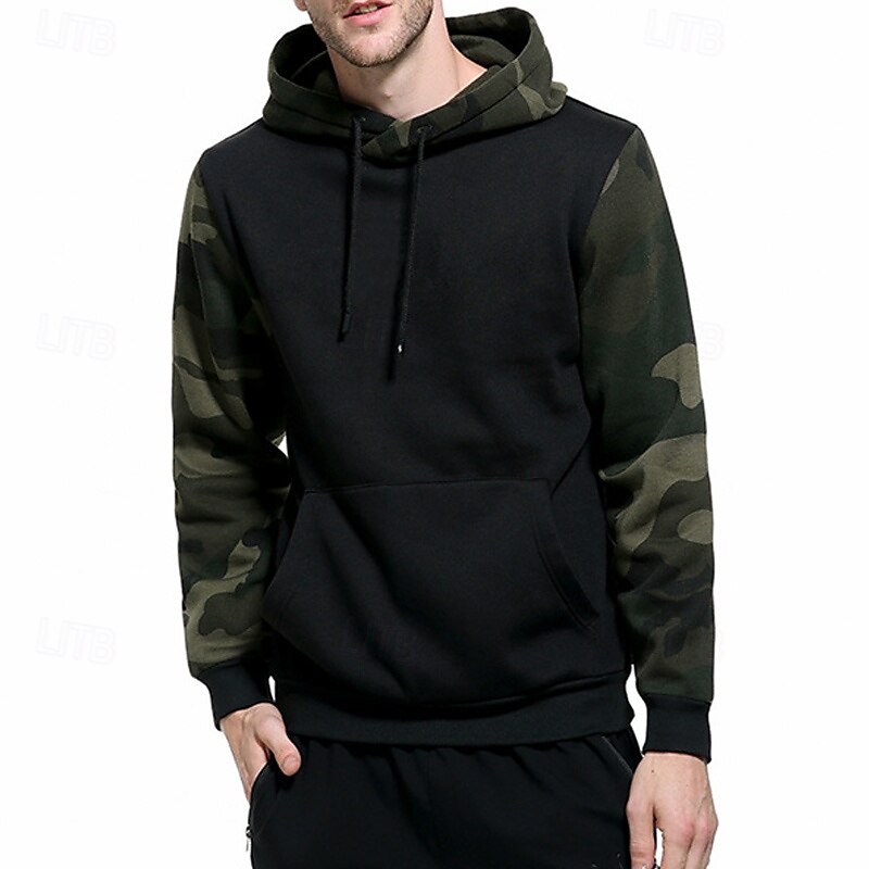 Hombre Sudadera Negro Verde Ejército Caqui Con Capucha Bloque de color Color Camuflaje Retazos Bolsillo Deporte Diario Festivos Ropa de calle Básico Casual Primavera & Otoño Ropa Sudaderas con capucha 2025 - $23.99 –P3