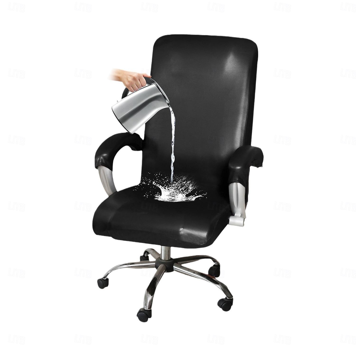 housse de chaise de bureau imperméable et extensible - design simple et moderne - housse de chaise d'ordinateur en cuir PU - durable et facile à nettoyer - parfaite pour protéger et améliorer les de 2025 ? $30.99 –P2