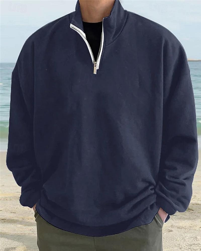Men's Sweatshirt Quarter Zip Sweatshirt Light Grey Half Zip Plain Daily Sports & Outdoor Holiday Polyester Streetwear Basic Casual Spring &  Fall Clothing Apparel Hoodies Sweatshirts  Long Sleeve 2026 - $27.99 –P3