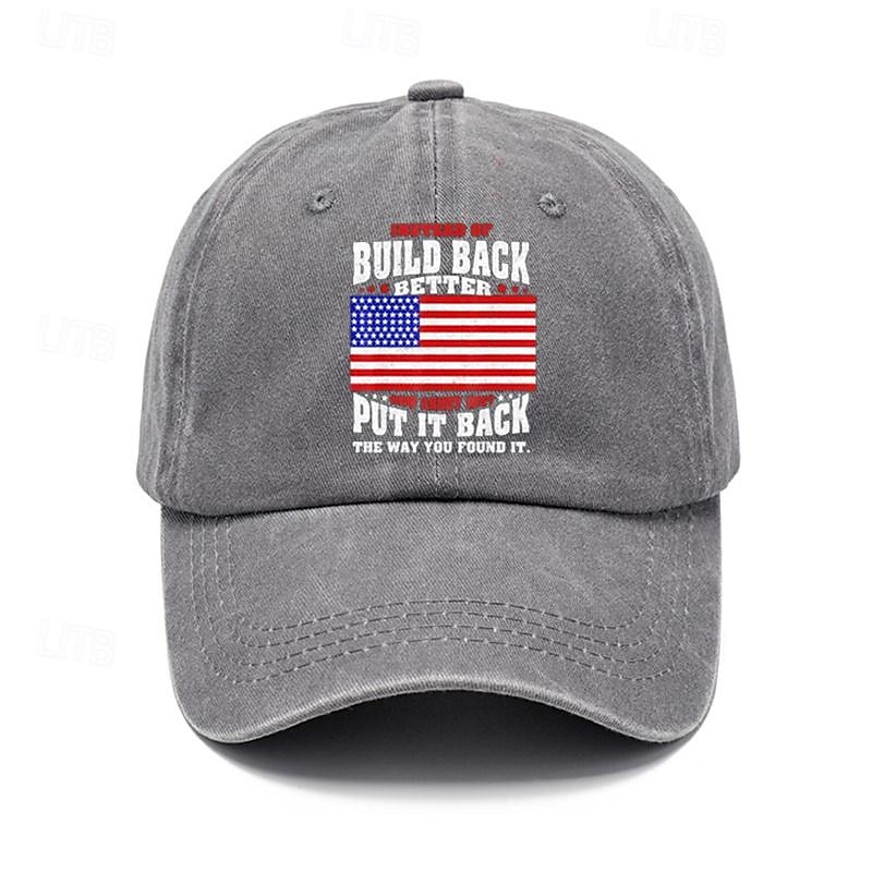 Férfi Baseball sapka Szalmakalap Kamionos kalap Fekete Sötétkék 100% pamut Nyomtatott Divat Alkalmi Utca Napi Szöveg Amerikai amerikai zászló Állítható Fényvédő Légáteresztő 2025 - $6.99 –P1