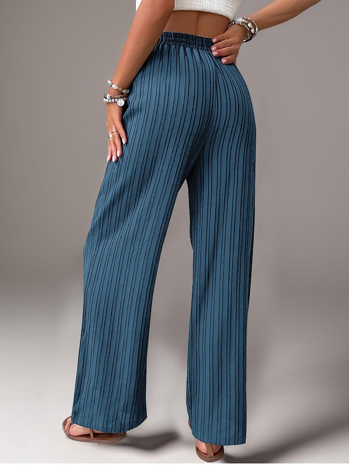 Women's Pants Trousers Fashion Long Plain Side Pockets Elastic Drawstring Design Breathability Comfortable Micro-elastic Casual Daily Black Blue Brown Green Spring & Summer Regular Fit 2025 - $24.99 –P3